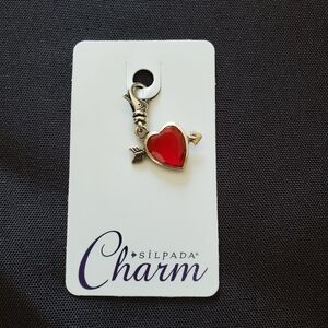 Silpada Steing Silver and Red Heart Arrow Charm
